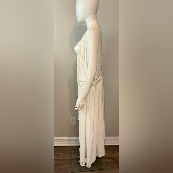 JEN’S PIRATE BOOTY white cotton crochet boho duster beach coverup maxi dress M/L - Picture 4 of 12